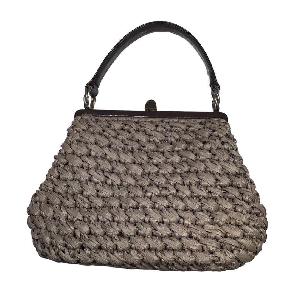Vintage Morris Moskowitz MM Brown Crochet Straw Purse